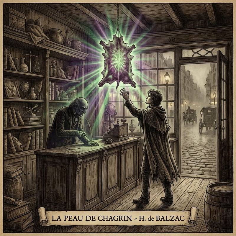 Illustration pour la fiche bac français 2026 : La Peau de chagrin de Honoré de Balzac
